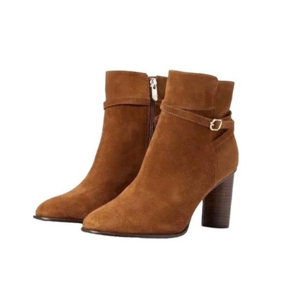 Draper James Shoes - Draper James Leather Tegan Memory Foam Dress Boot Cognac with Buckle Size 7 NWT